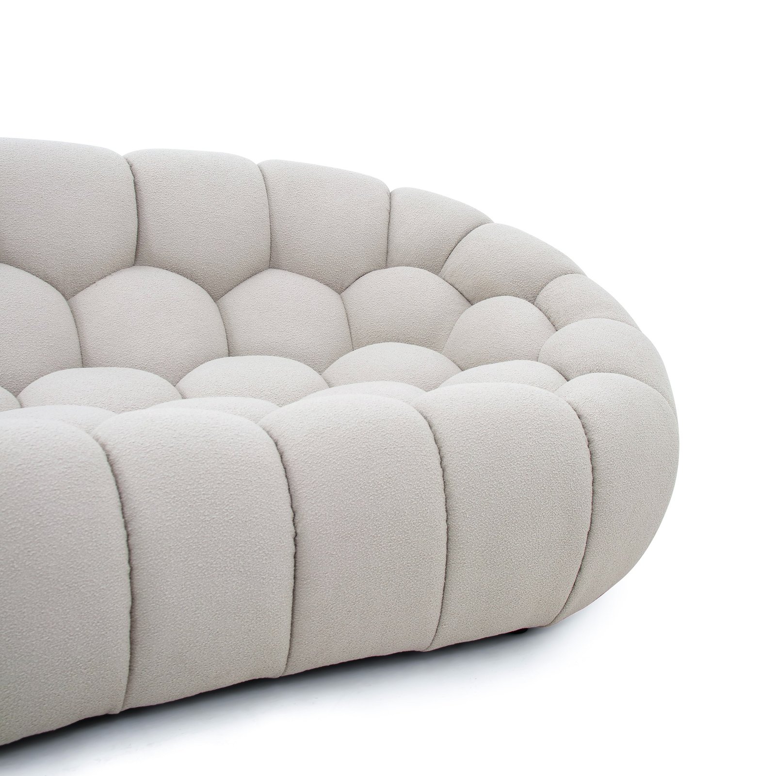 Divani Casa Yolonda - Modern Curved Beige Fabric Loveseat - Image 2