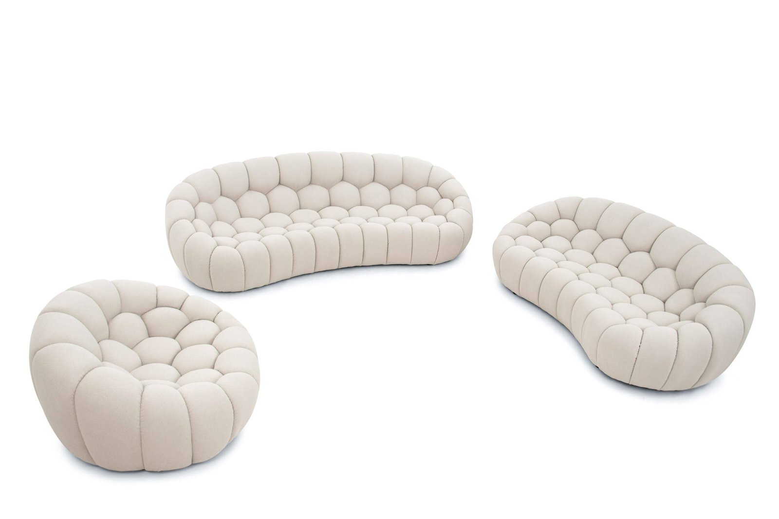 Divani Casa Yolonda - Modern Curved Beige Fabric Loveseat - Image 4