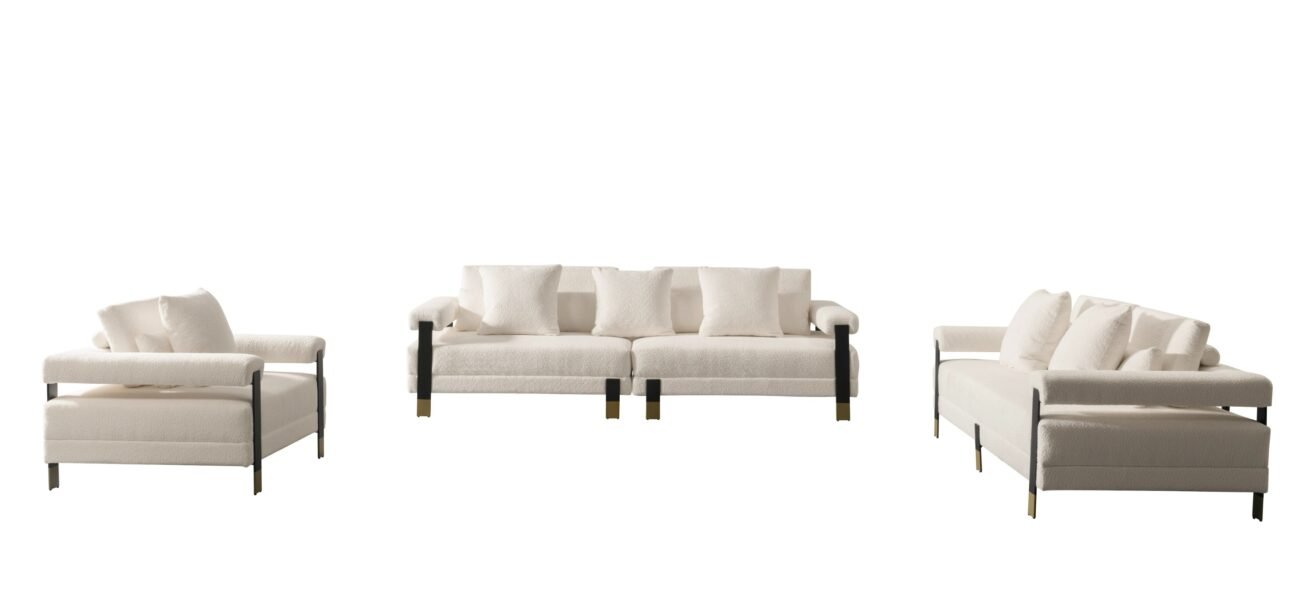 Divani Casa Stratford - Modern Off-White Fabric 4-Seater Sofa - Image 3