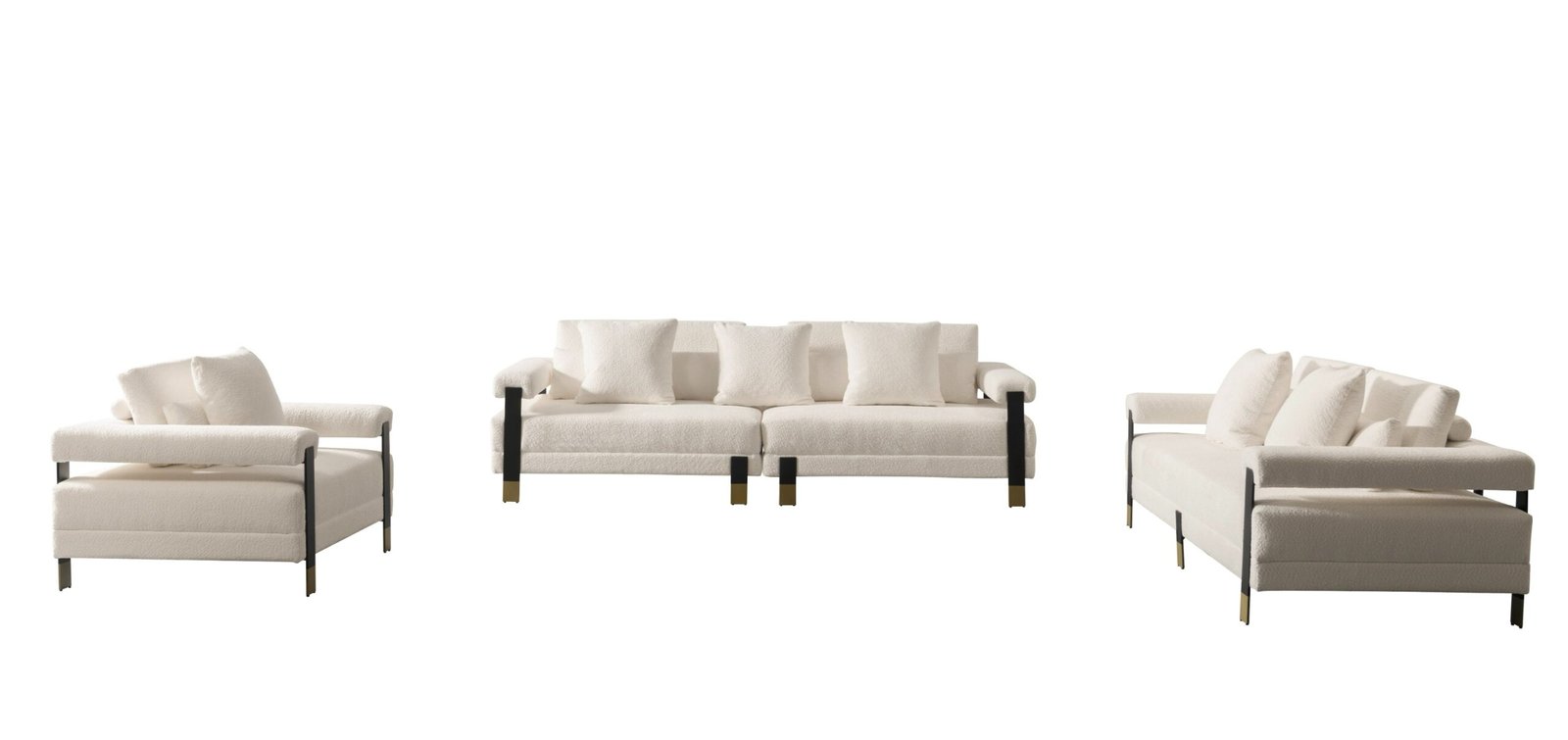 Divani Casa Stratford - Modern Off-White Fabric 3-Seater Sofa - Image 3