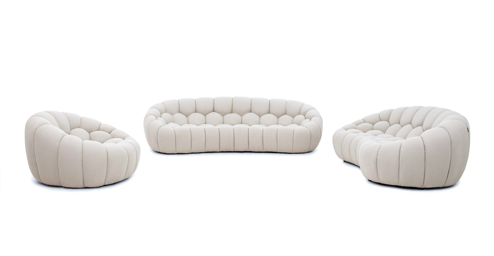 Divani Casa Yolonda - Modern Curved Beige Fabric Loveseat - Image 5