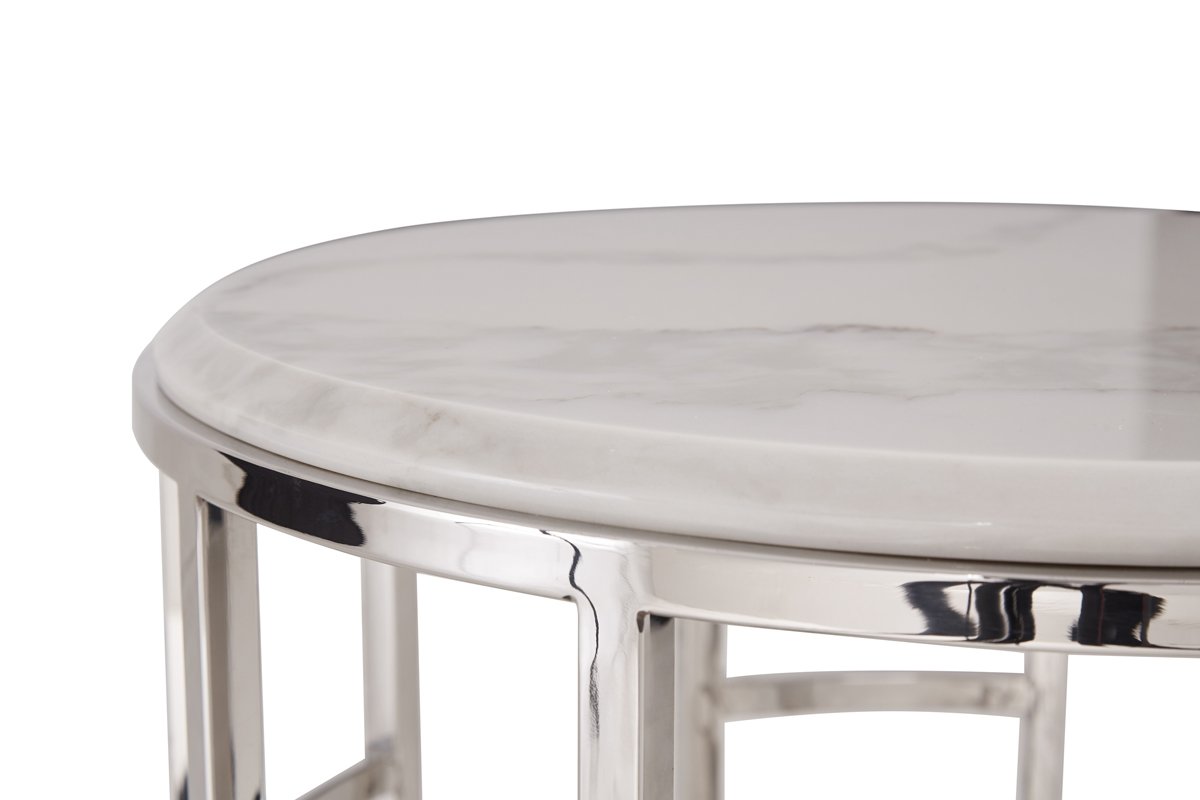 Modrest Silvan Modern Marble & Stainless Steel End Table - Image 2