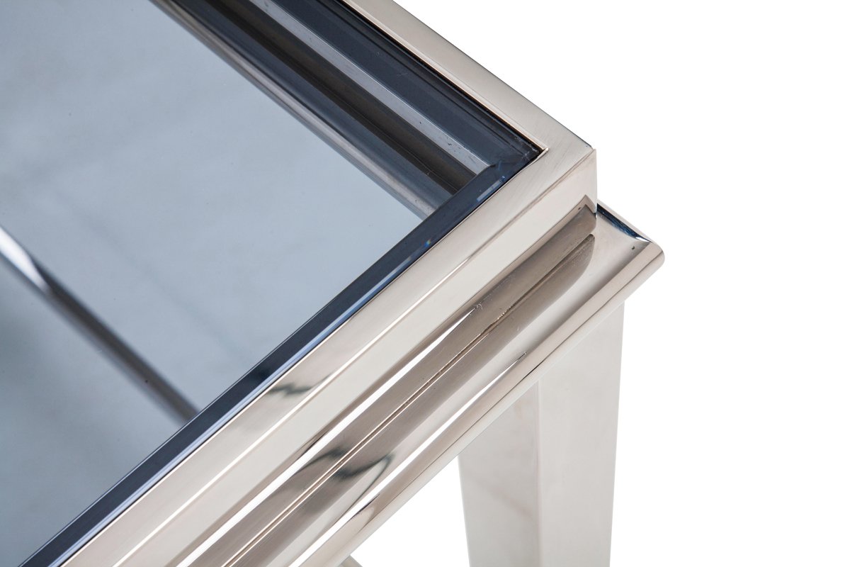 Modrest Agar Modern Glass & Stainless Steel End Table - Image 3
