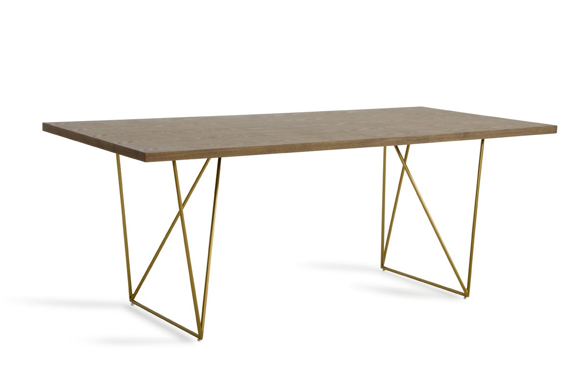 Modrest Marcia Mid-Century Tobacco & Antique Brass Dining Table - Image 3
