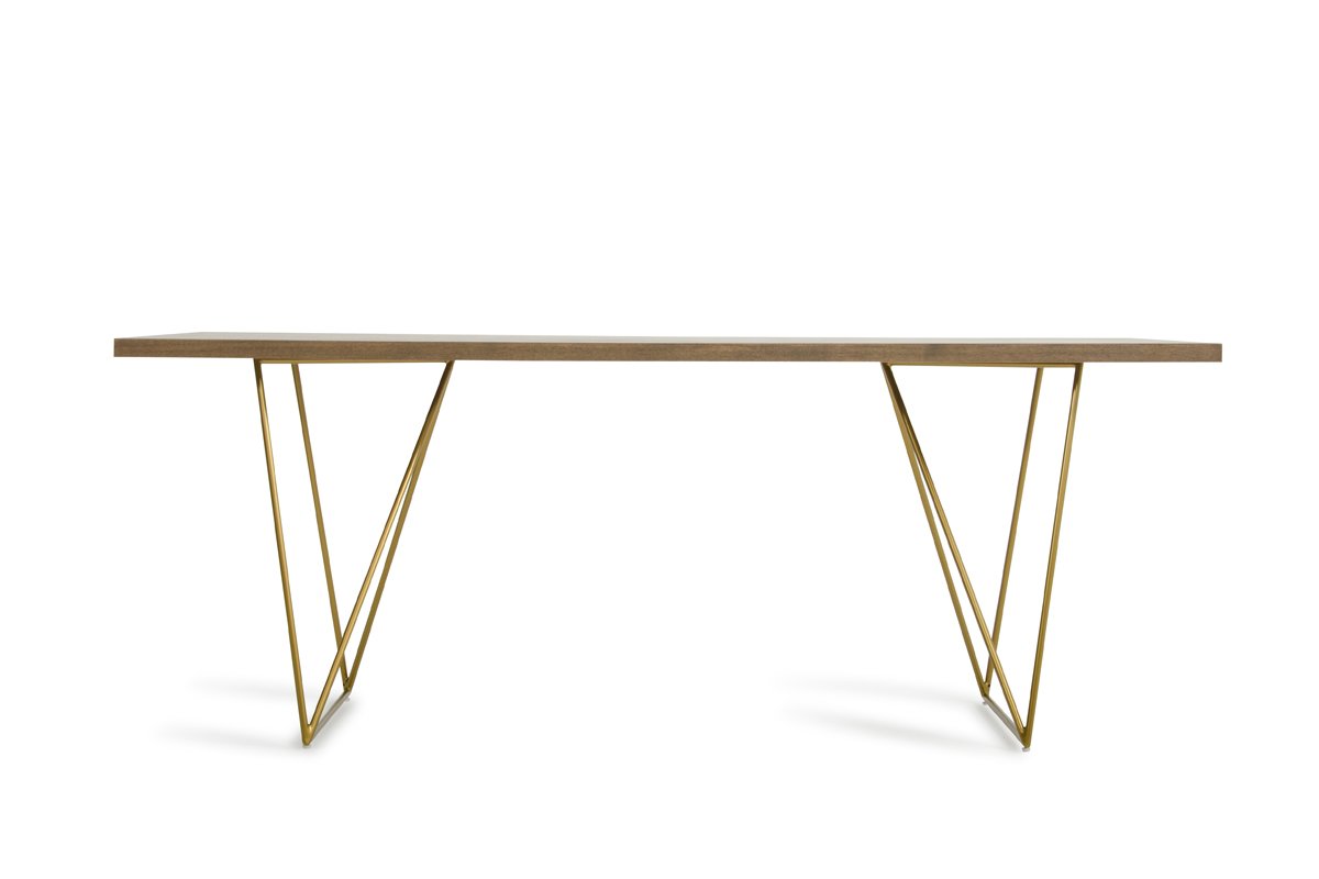 Modrest Marcia Mid-Century Tobacco & Antique Brass Dining Table - Image 2