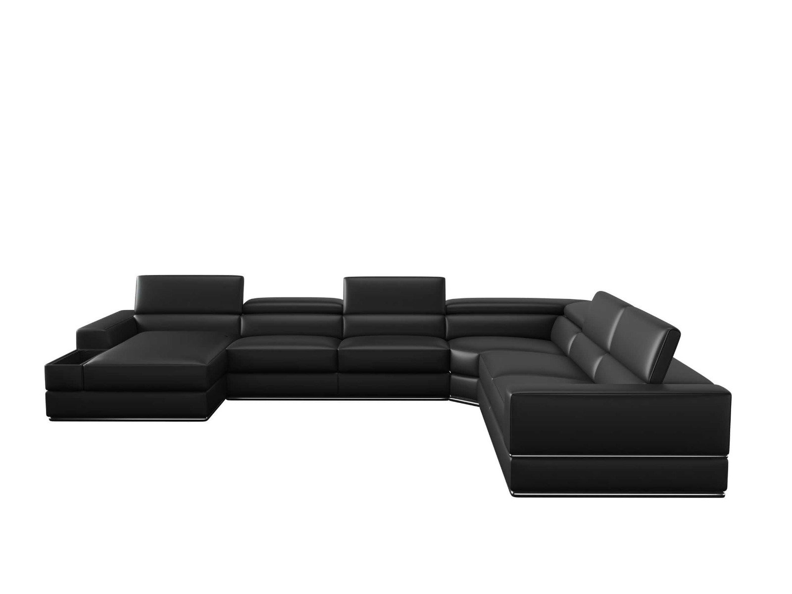 Divani Casa Pella - Modern Black Italian Leather U Shaped LAF Chaise Sectional Sofa - Image 2