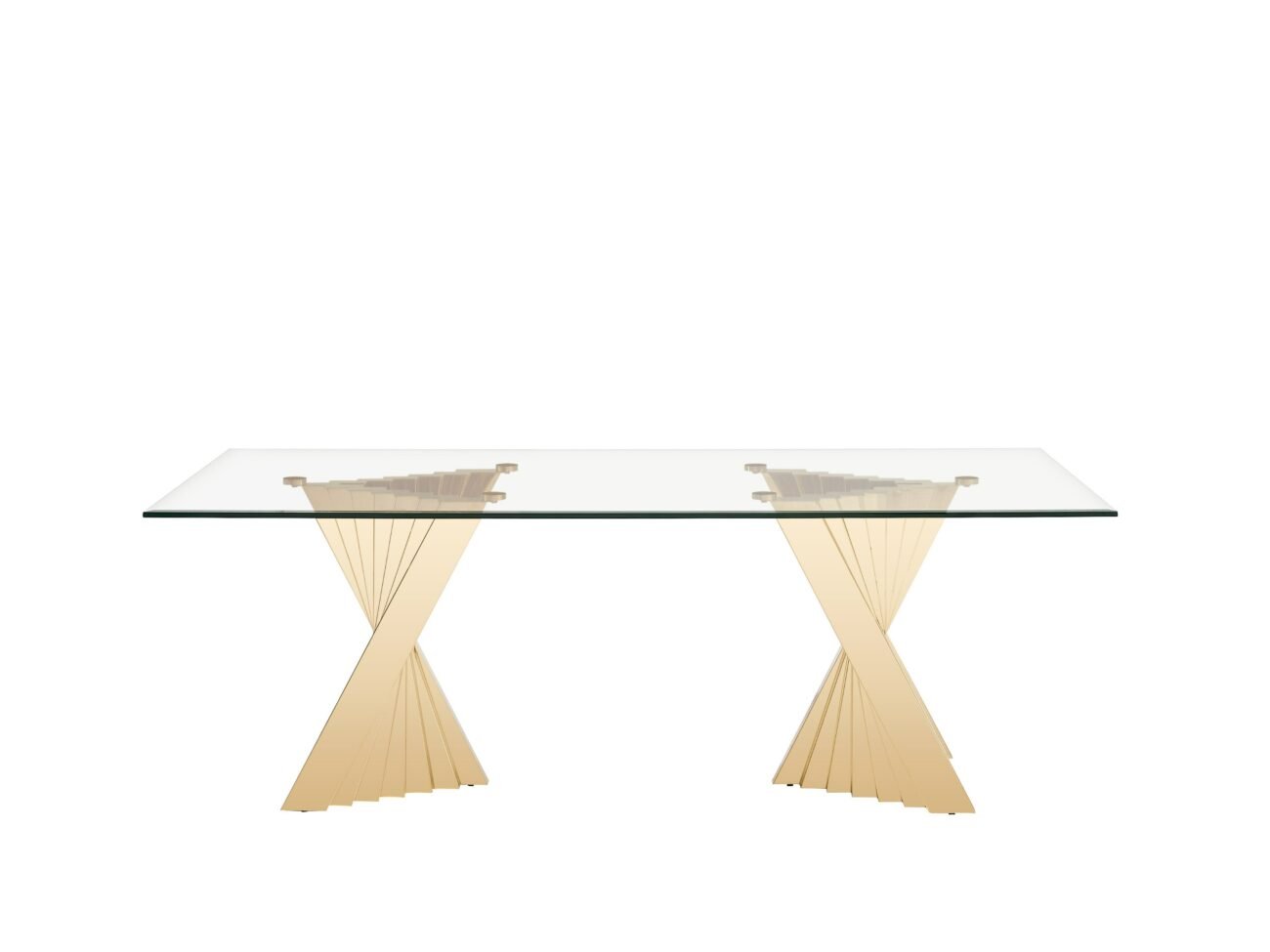 Modrest Buquet - Glam Glass + Champagne Gold Rectangular Dining Table - Image 2