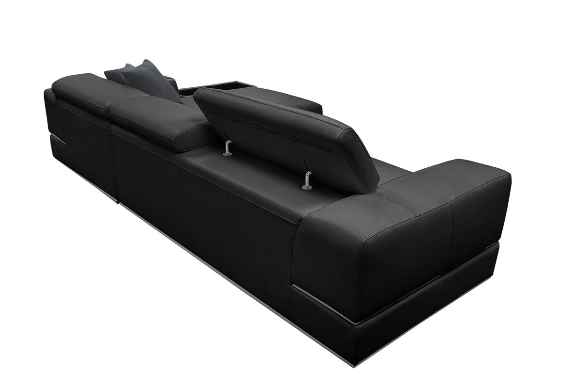 Divani Casa Pella Mini - Modern Black Leather Right Facing Sectional Sofa - Image 2