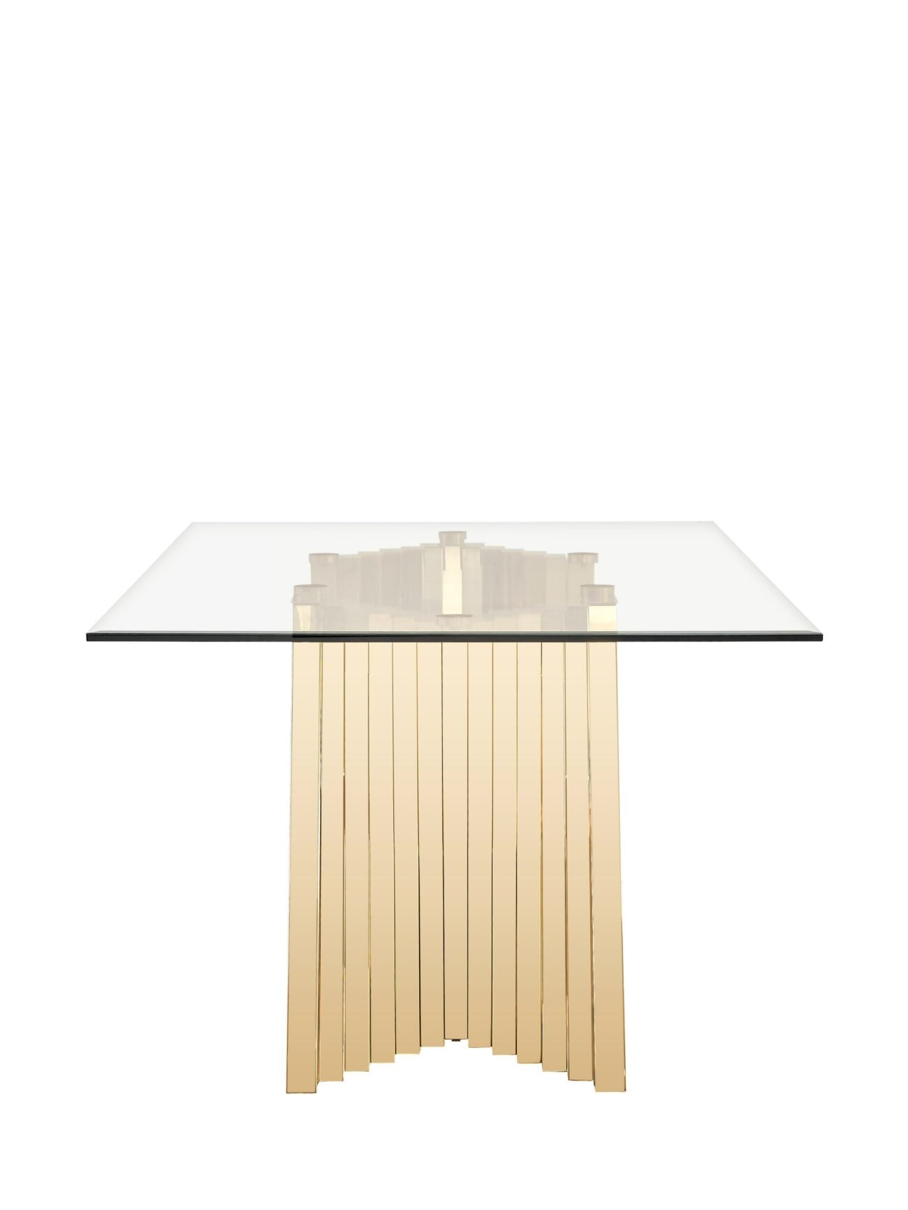 Modrest Buquet - Glam Glass + Champagne Gold Rectangular Dining Table - Image 3