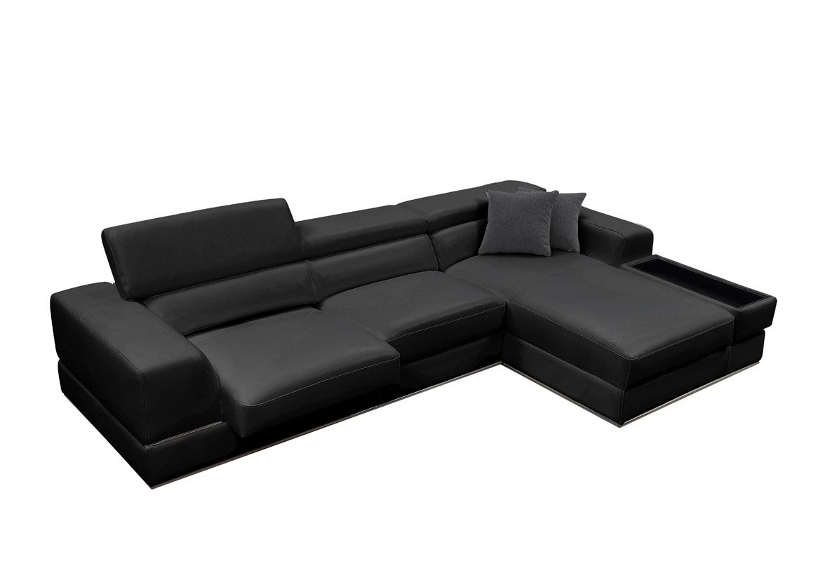Divani Casa Pella Mini - Modern Black Leather Right Facing Sectional Sofa - Image 3