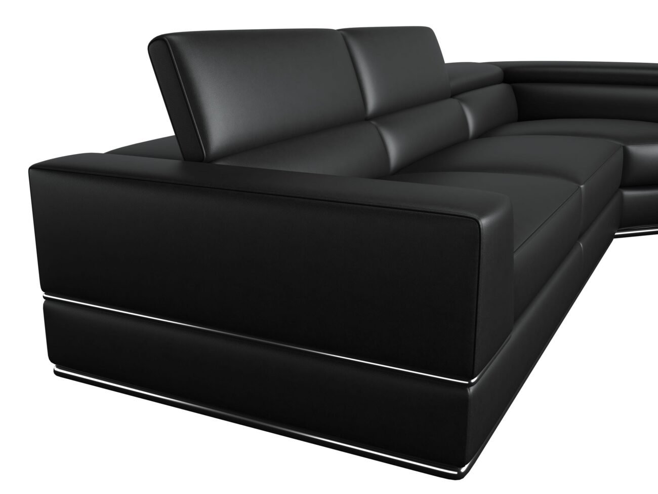 Divani Casa Pella - Modern Black Italian Leather U Shaped Sectional Sofa - Image 2