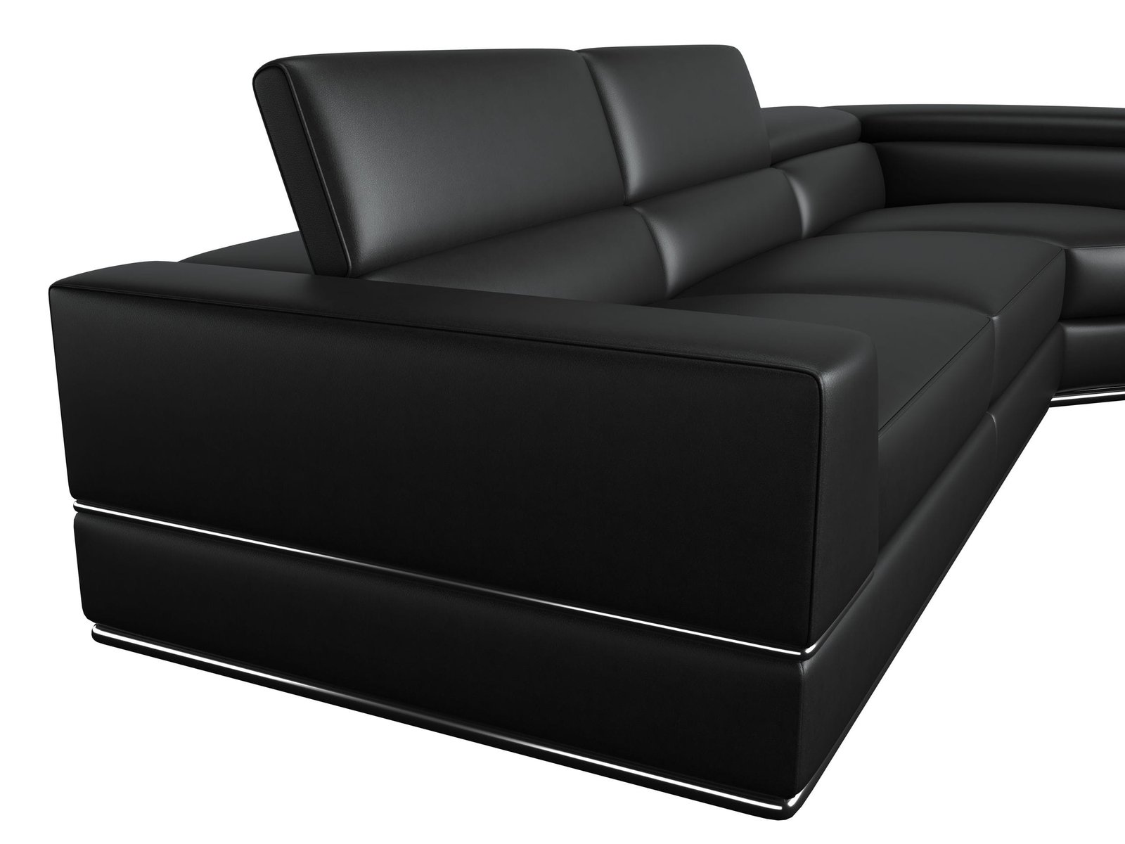 Divani Casa Pella - Modern Black Italian Leather U Shaped Sectional Sofa - Image 2