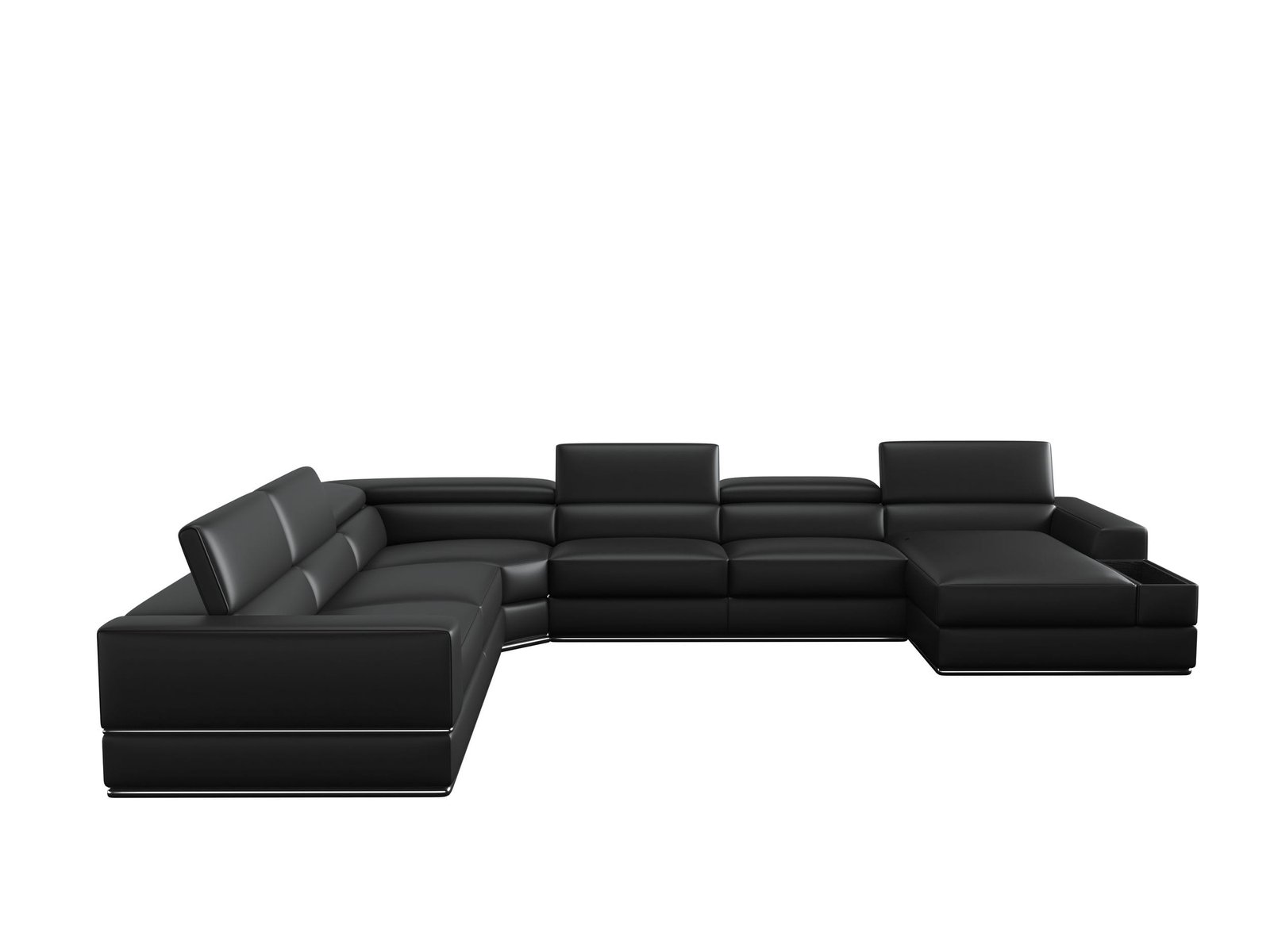 Divani Casa Pella - Modern Black Italian Leather U Shaped Sectional Sofa - Image 4