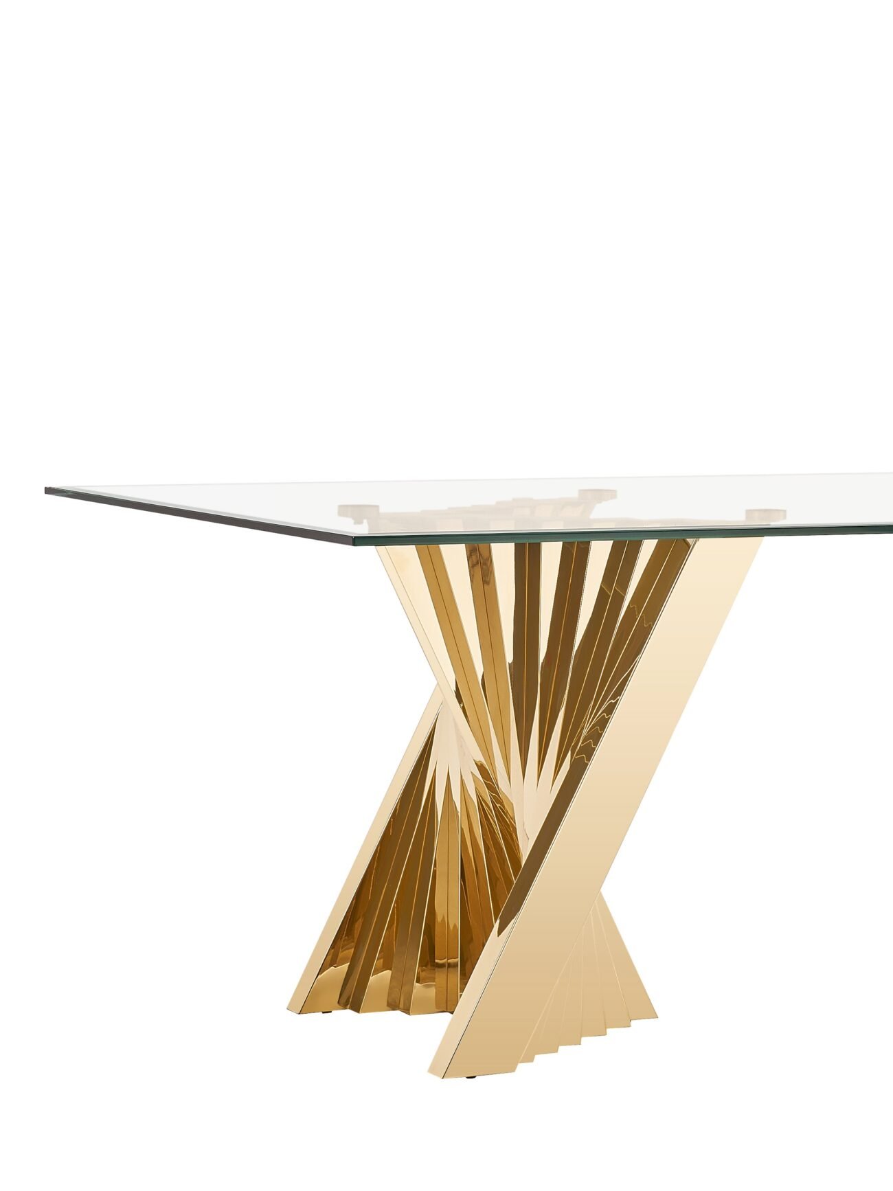 Modrest Buquet - Glam Glass + Champagne Gold Rectangular Dining Table - Image 4
