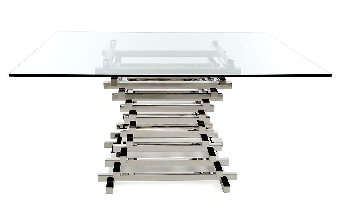 Modrest Crawford Contemporary Clear Glass Square Dining Table - Image 4
