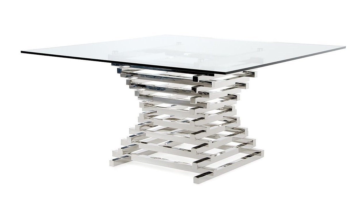 Modrest Crawford Contemporary Clear Glass Square Dining Table - Image 5