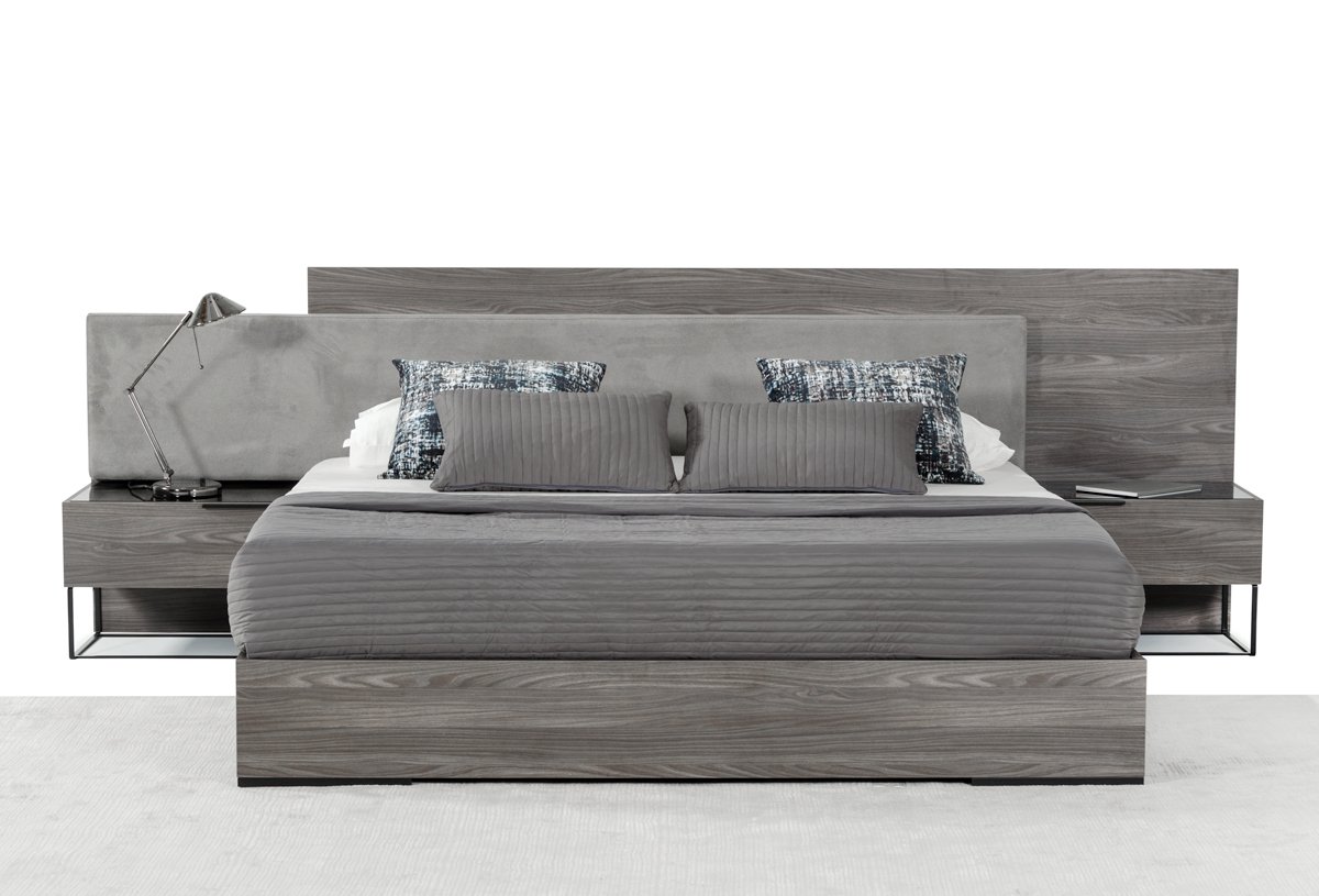 Nova Domus Enzo Italian Modern Grey Oak & Fabric 4-Piece Bedroom Set - Image 3