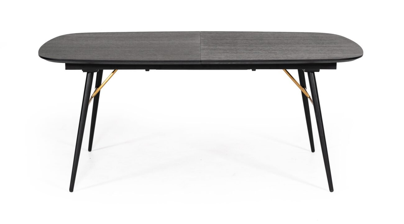 Modrest Billy Modern Black Oak & Gold Extendable Dining Table - Image 3