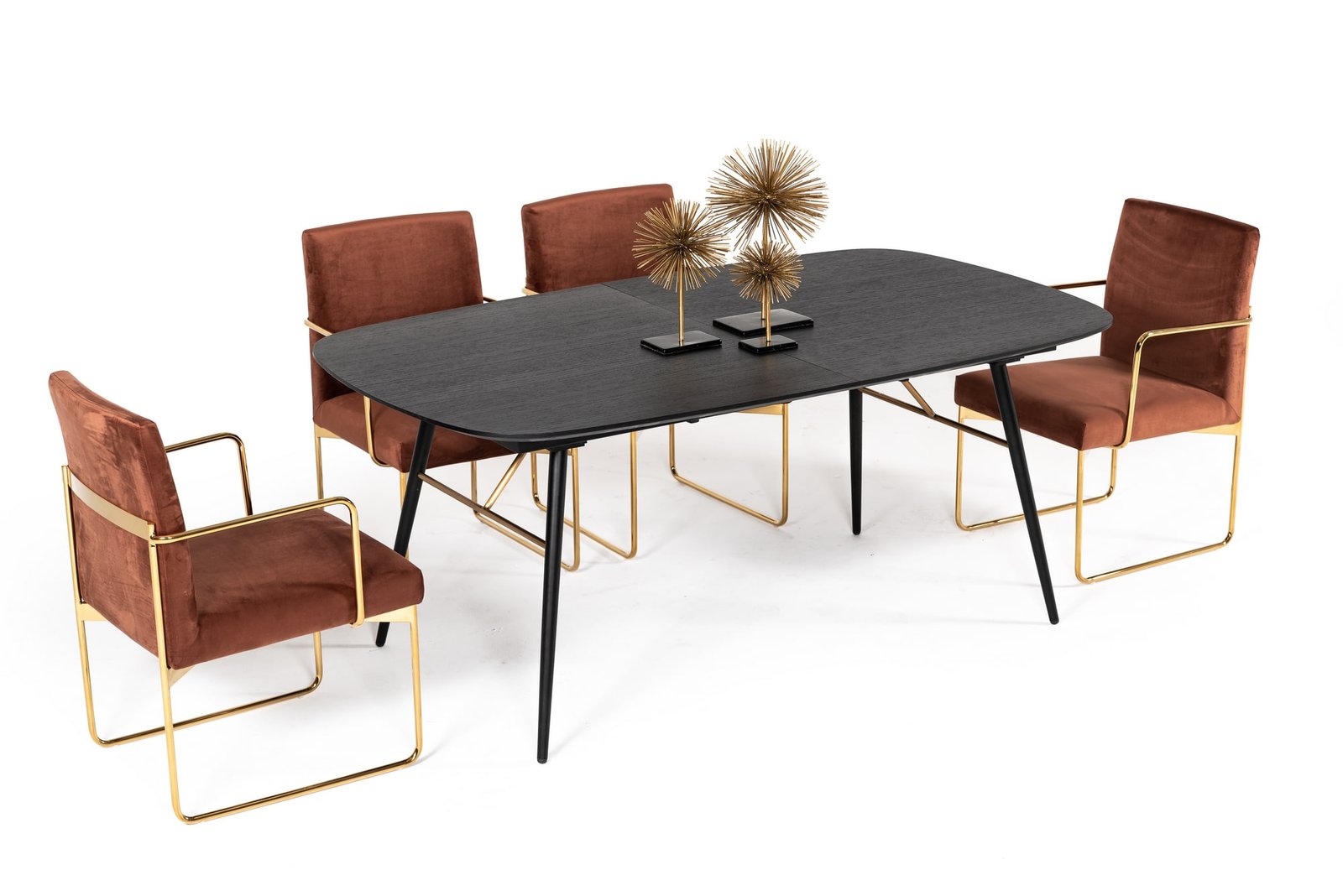 Modrest Billy Modern Black Oak & Gold Extendable Dining Table - Image 2
