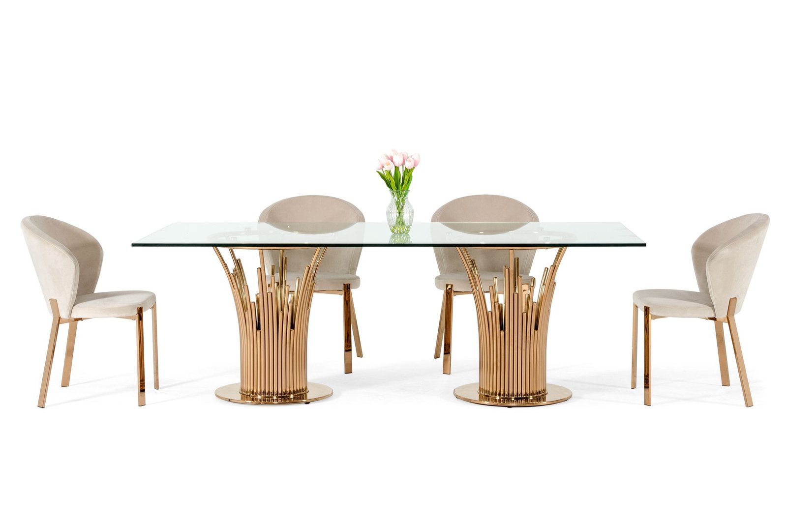 Modrest Paxton Modern Glass & Rosegold Dining Table - Image 3