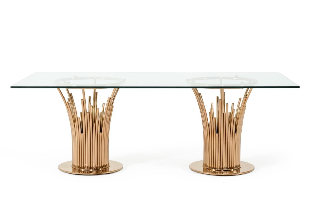Modrest Paxton Modern Glass & Rosegold Dining Table - Image 2