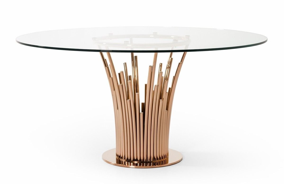Modrest Paxton Modern Round Glass & Rosegold Dining Table - Image 5