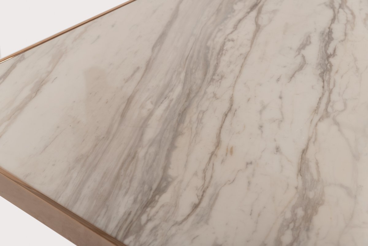 Modrest Marston Modern White Marble & Rosegold Dining Table - Image 5