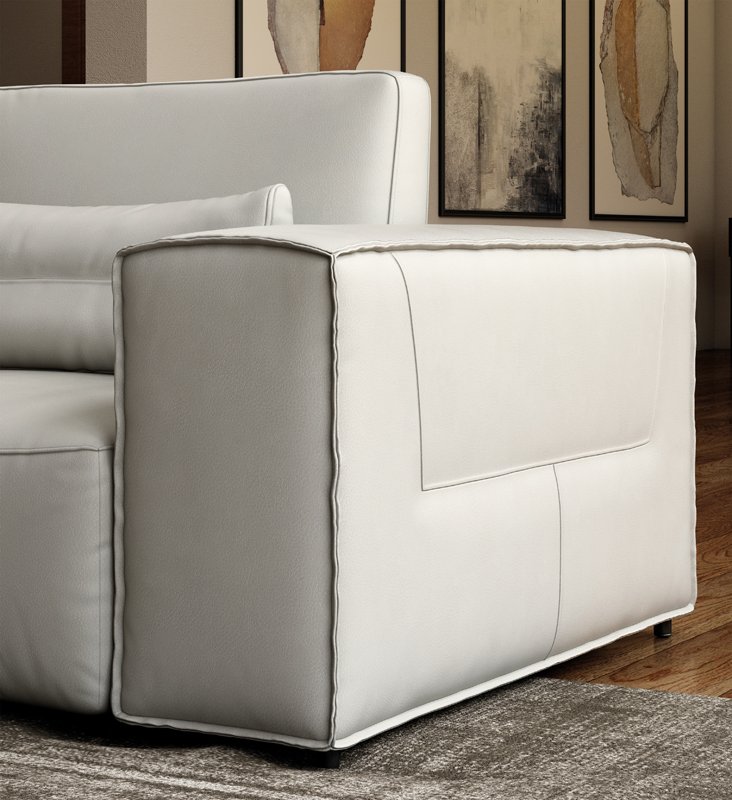 Accenti Italia Enjoy - Italian Modern Light Grey Leather Left Facing Sectional Sofa - Image 3