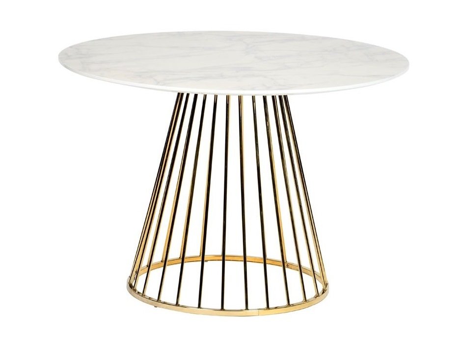 Modrest Holly Modern White & Gold Round Dining Table - Image 3