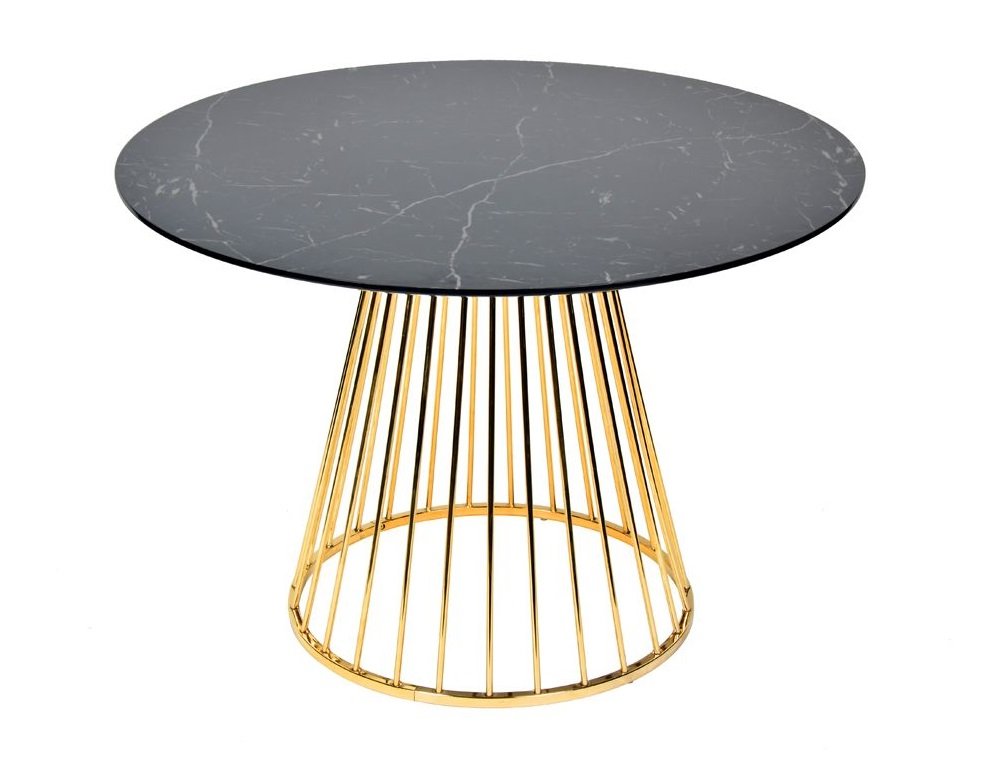 Modrest Holly Modern Black & Gold Round Dining Table - Image 4
