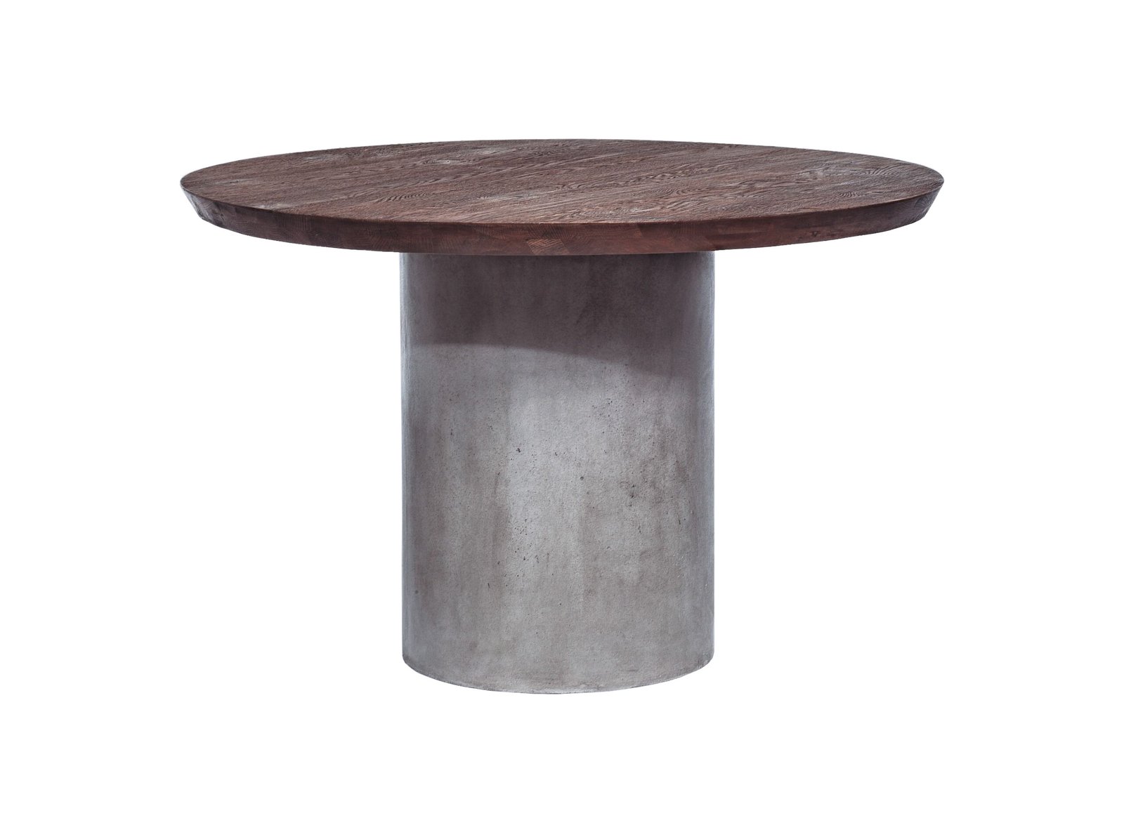 Modrest Renzo Modern Round Oak & Concrete Dining Table - Image 4