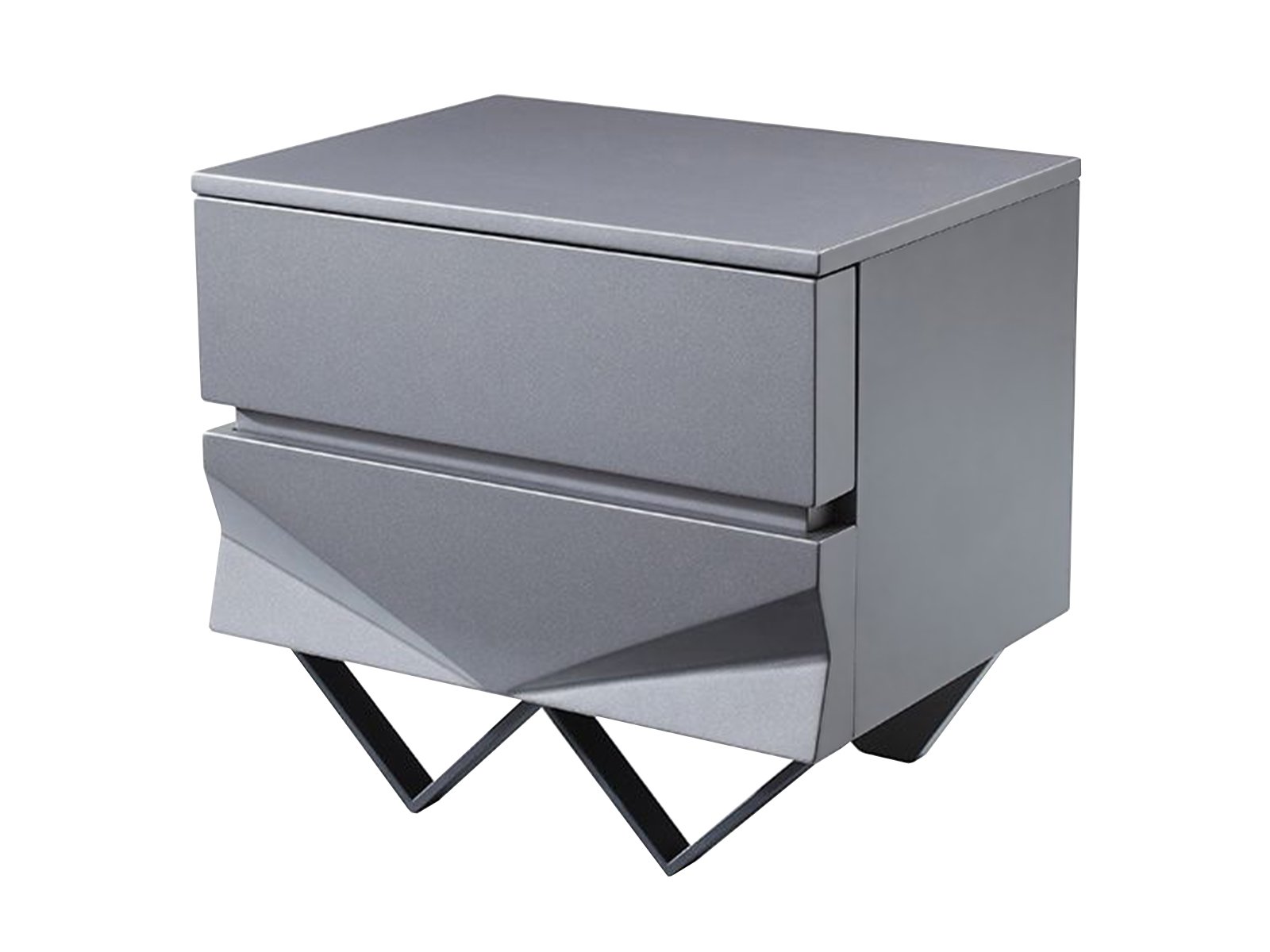 Modrest Duke Modern Grey & Black Gun Chrome Nightstand - Image 2