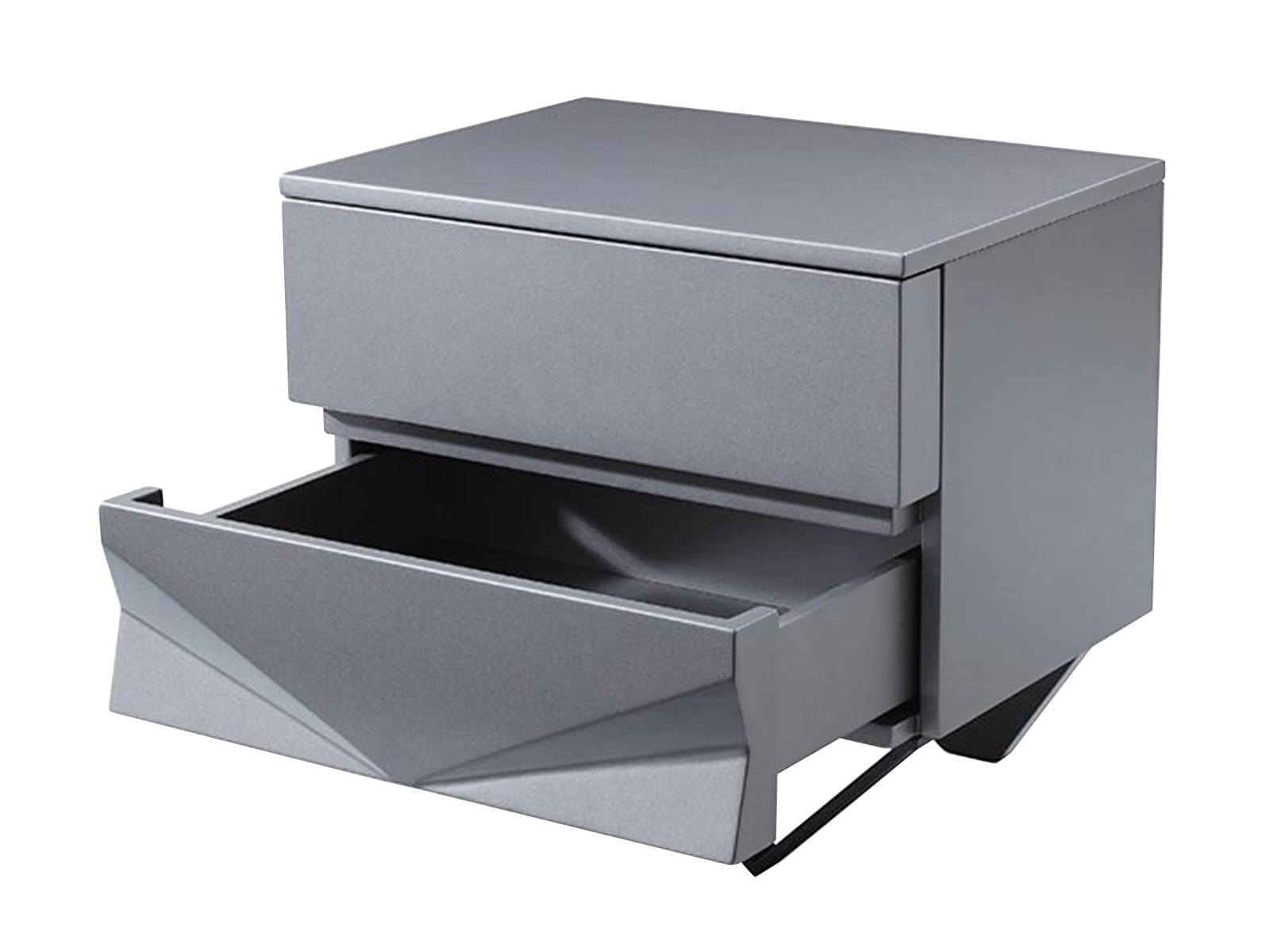 Modrest Duke Modern Grey & Black Gun Chrome Nightstand - Image 3