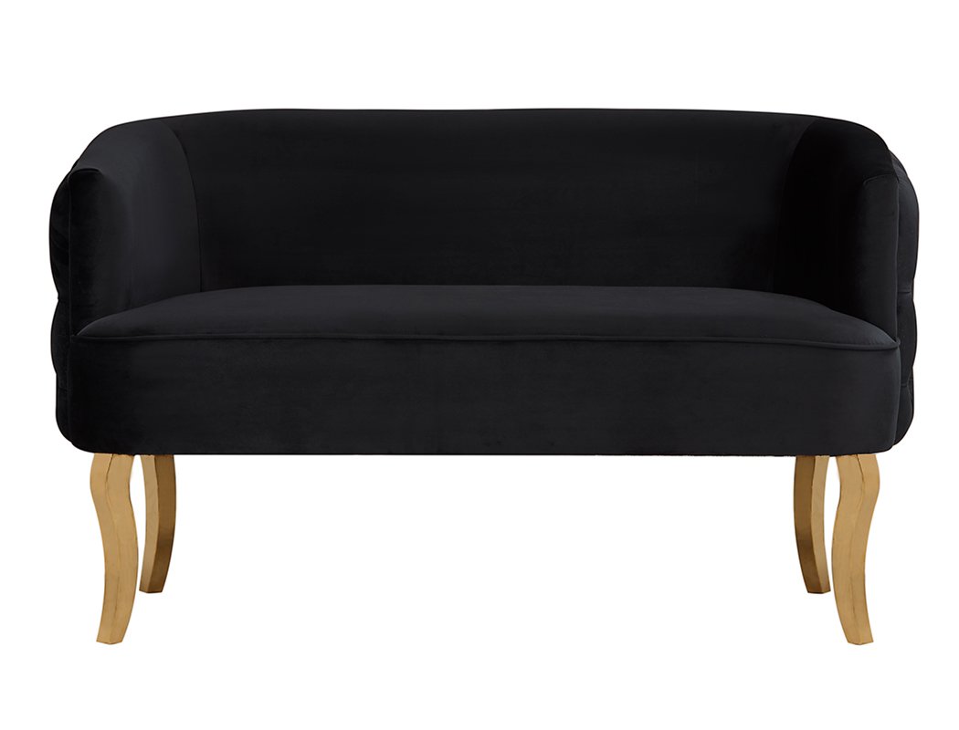 Divani Casa Fayette Modern Black Velvet & Gold Sofa - Image 2