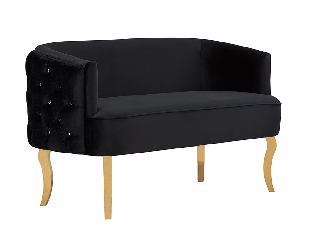 Divani Casa Fayette Modern Black Velvet & Gold Sofa