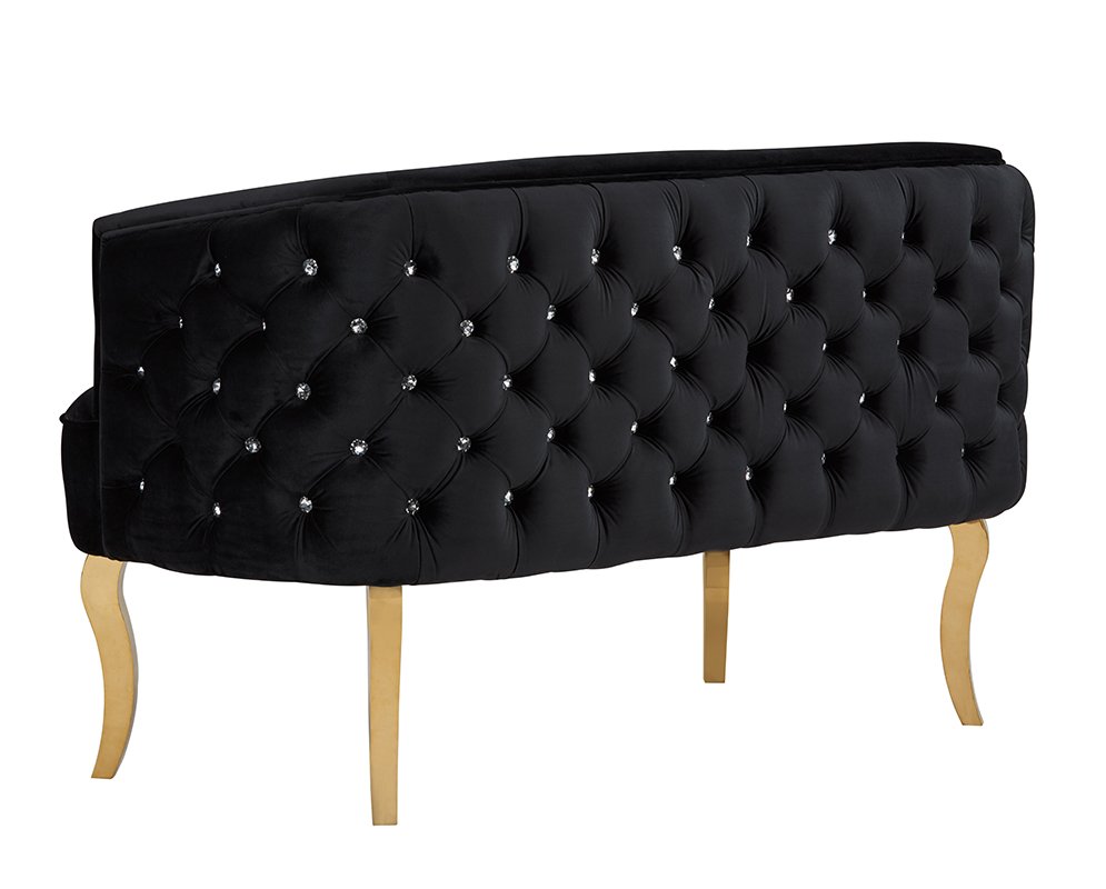 Divani Casa Fayette Modern Black Velvet & Gold Sofa - Image 3
