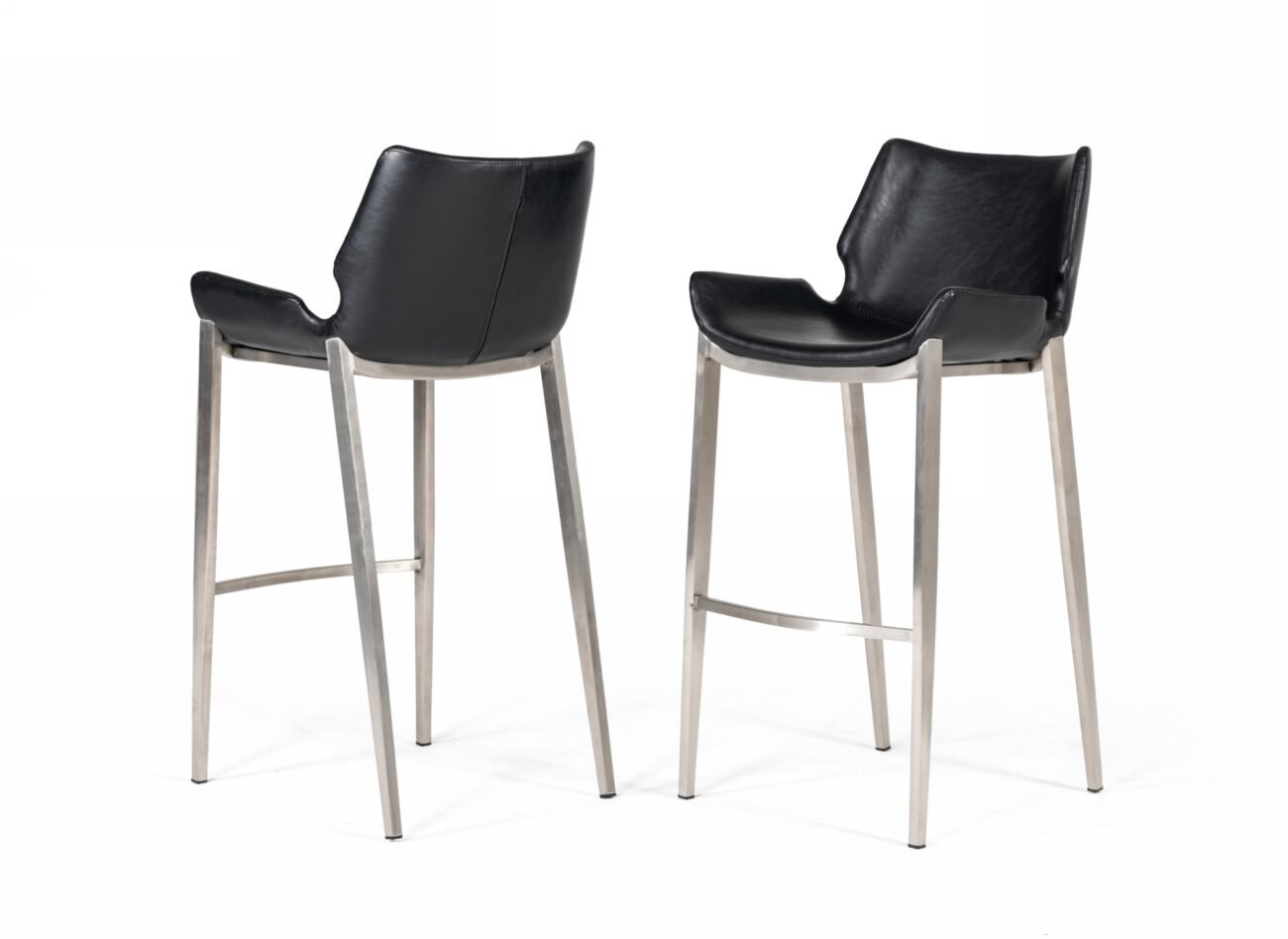 Modrest Dave - Modern Black Eco-Leather Bar Stool (Set of 2) - Image 4
