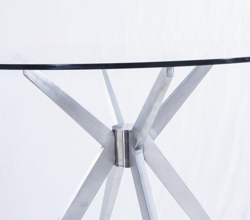 Modrest Dallas - Modern Brushed Stainless Steel Dining Table - Image 5