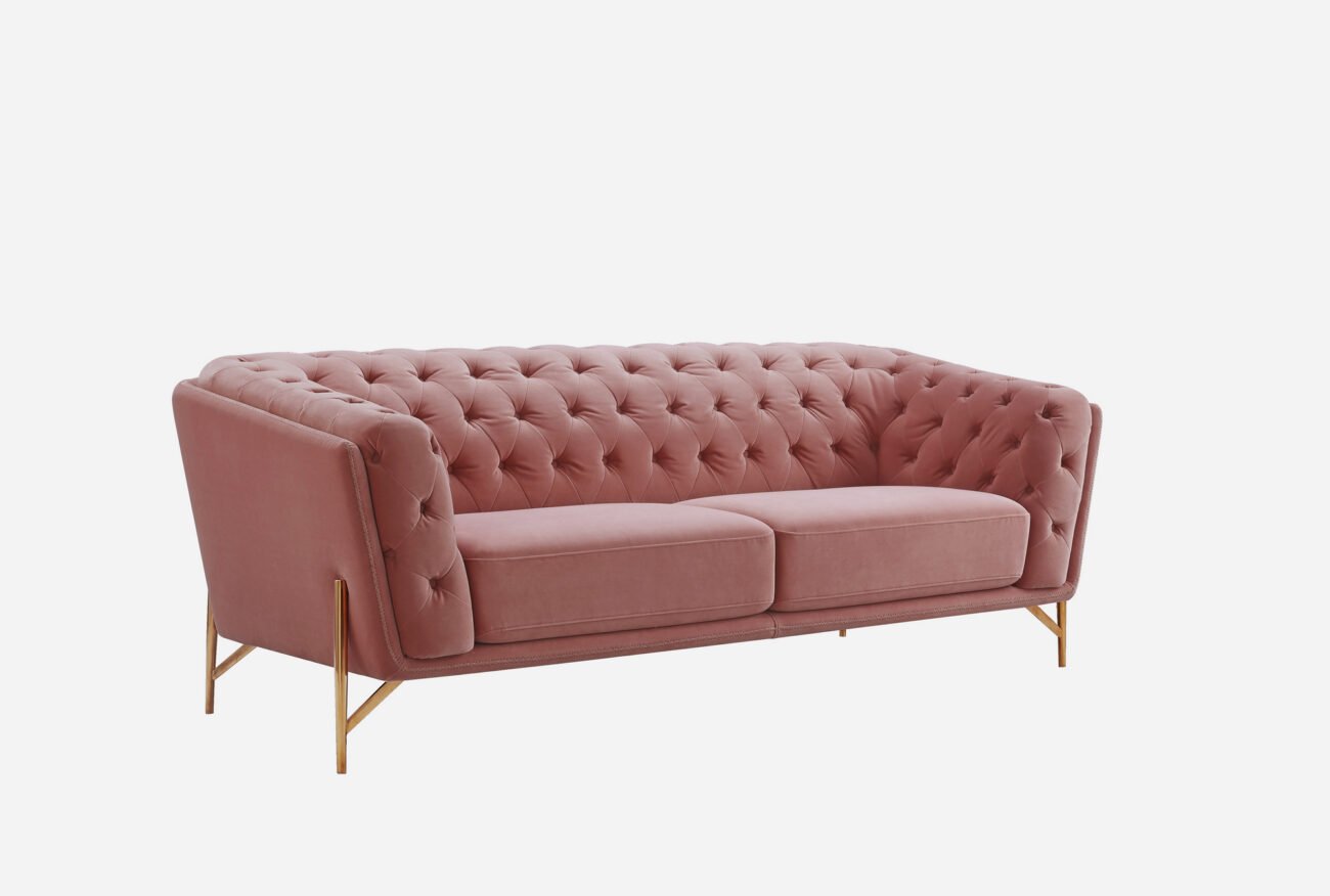 Divani Casa Aiken - Modern Salmon Velvet Sofa - Image 3