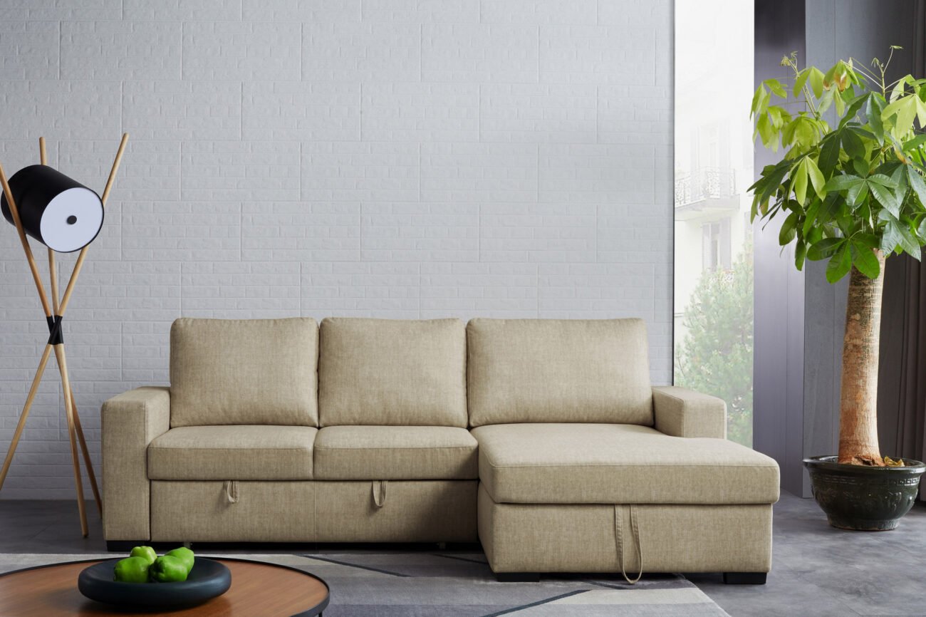 Divani Casa Nebula - Modern Beige Fabric Sofa Bed - Image 3