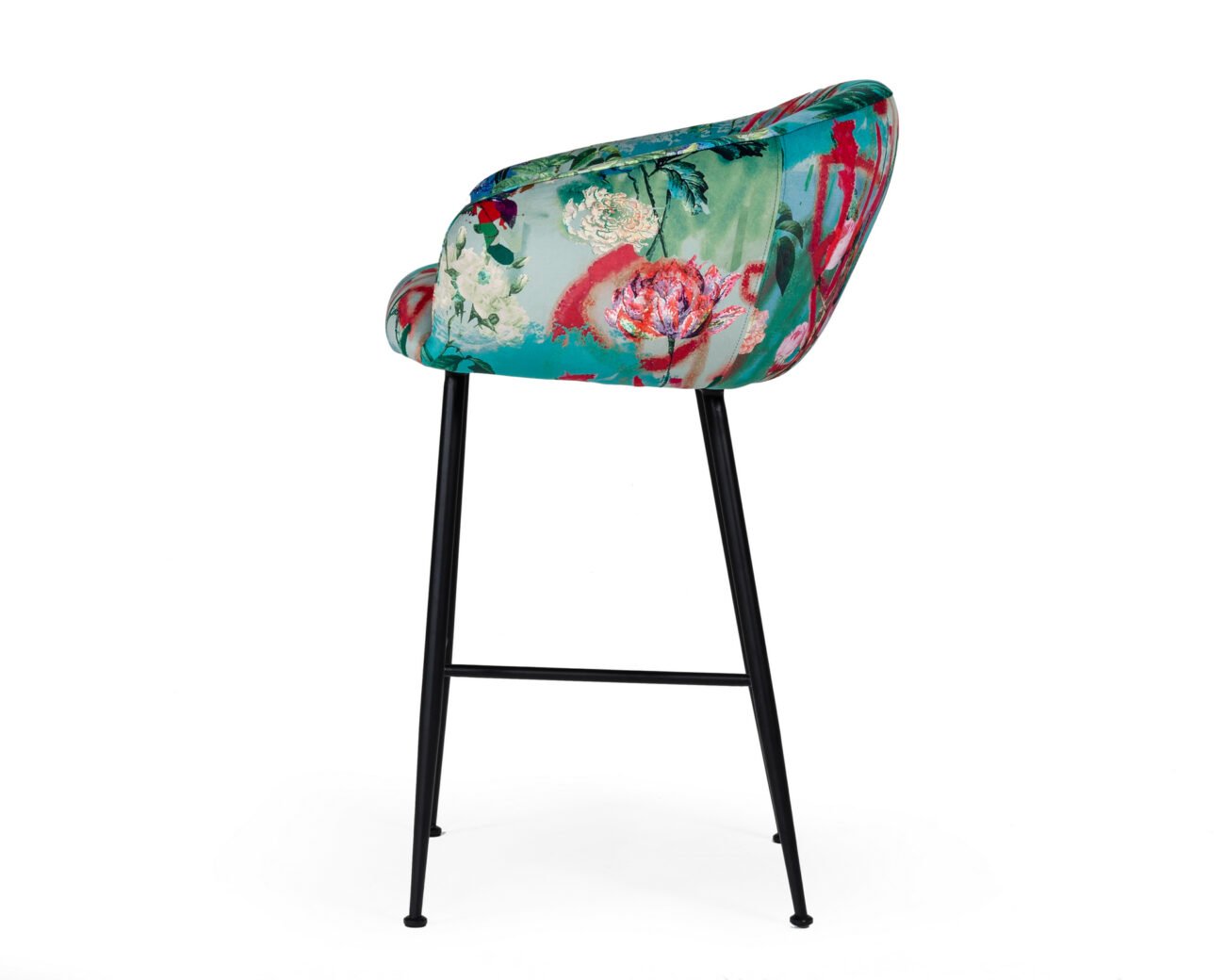 Modrest Roxann - Contemporary Floral Velvet Bar Stool - Image 3