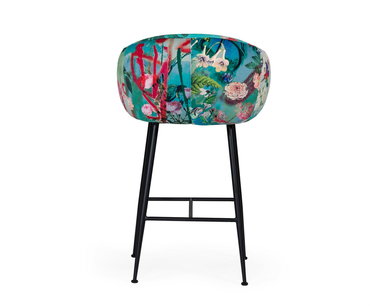 Modrest Roxann - Contemporary Floral Velvet Bar Stool - Image 4