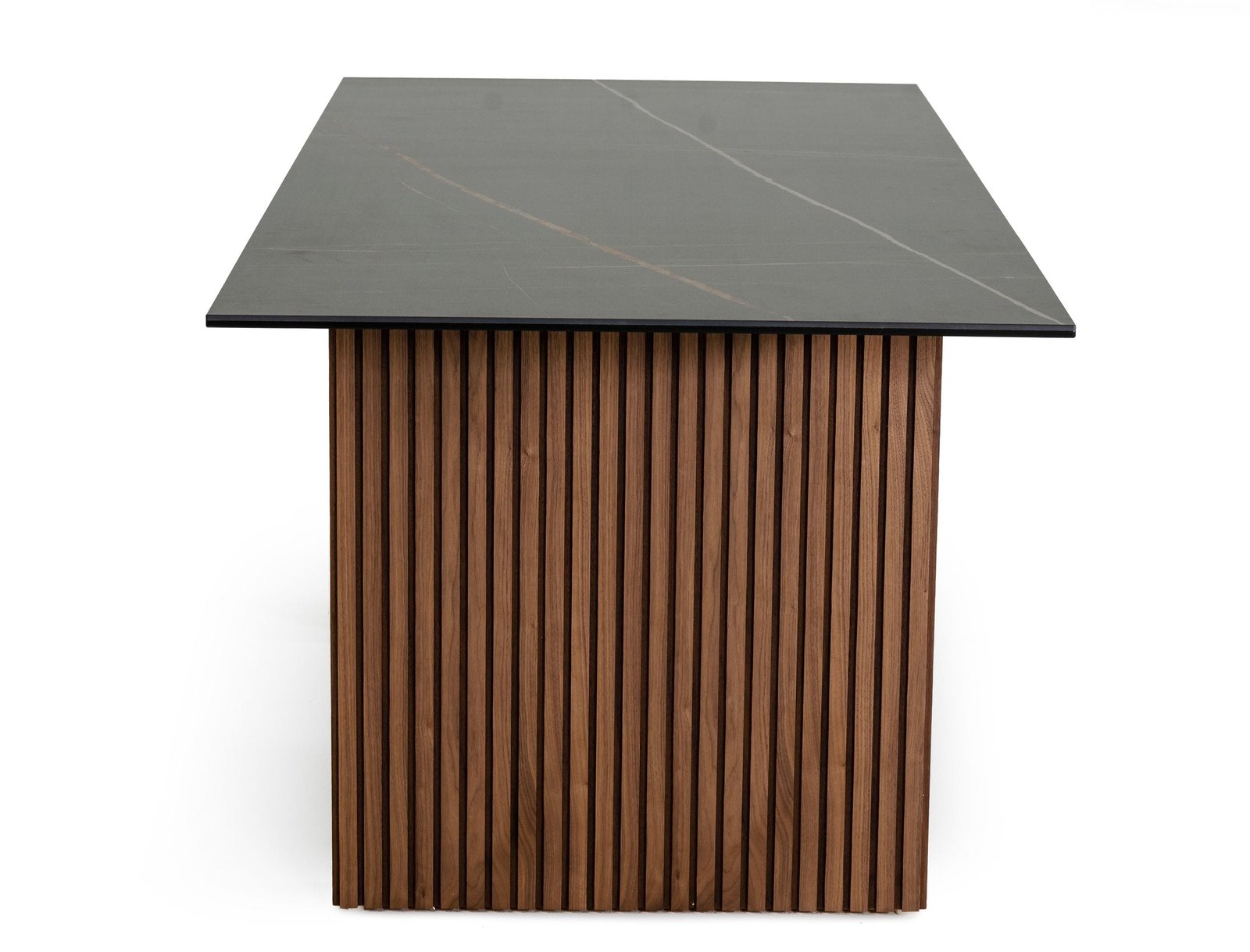 Modrest Maggie - Modern Walnut and Black Ceramic Top Dining Table - Image 5