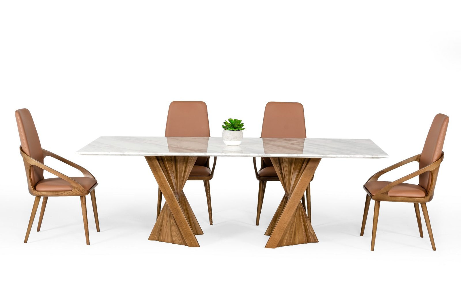 Modrest Cadence - Modern Walnut & Marble Dining Table - Image 3