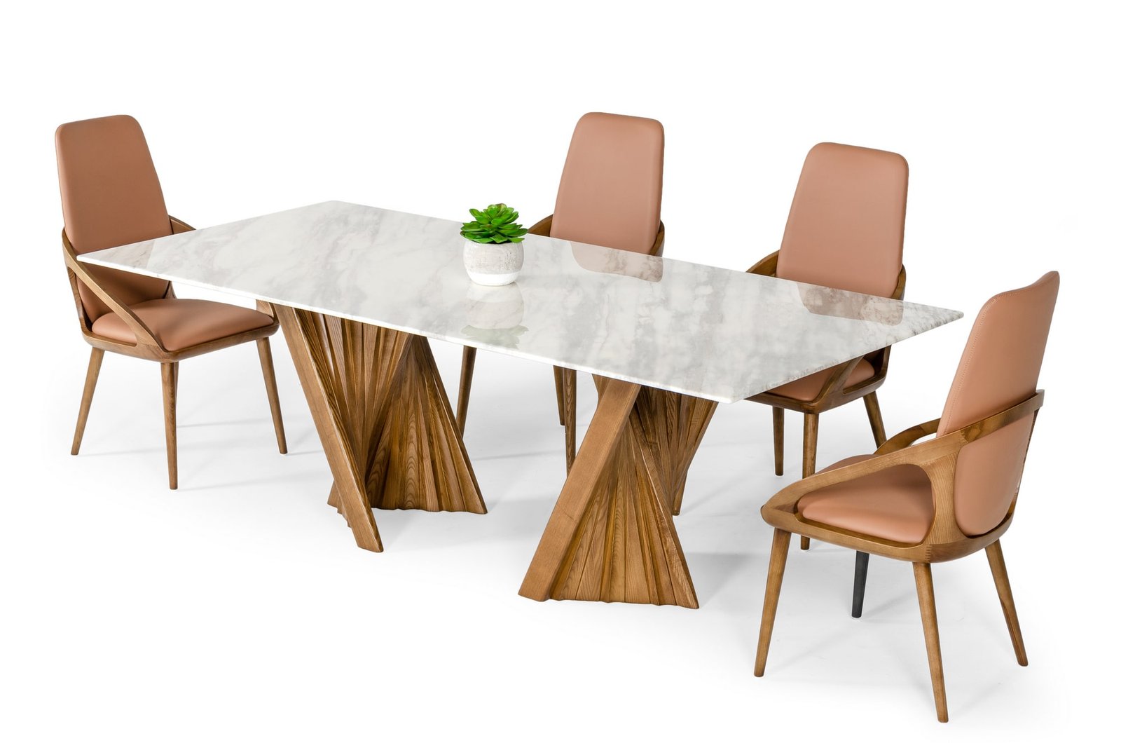 Modrest Cadence - Modern Walnut & Marble Dining Table - Image 4