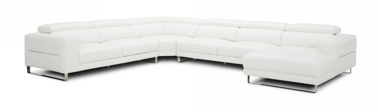 Divani Casa Hawkey - Contemporary White Full Leather U Shaped Sectional Sofa - Image 2