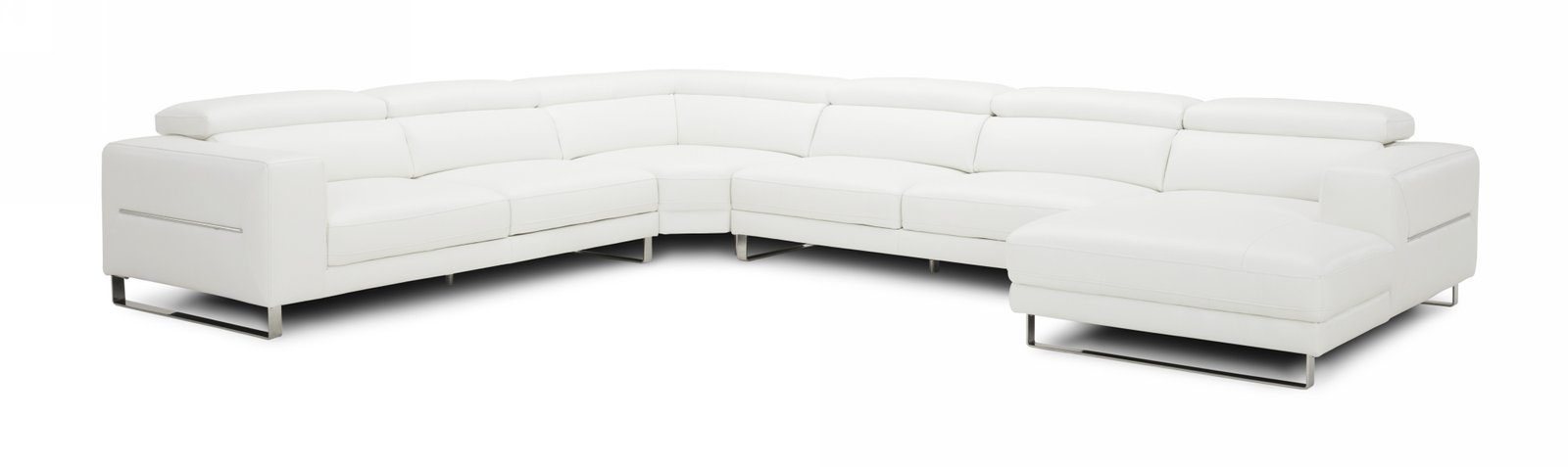 Divani Casa Hawkey - Contemporary White Full Leather U Shaped Sectional Sofa - Image 2