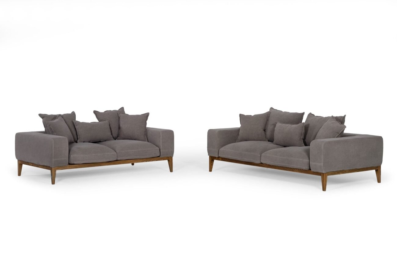 Divani Casa Corina - Modern Grey Linen Loveseat - Image 2