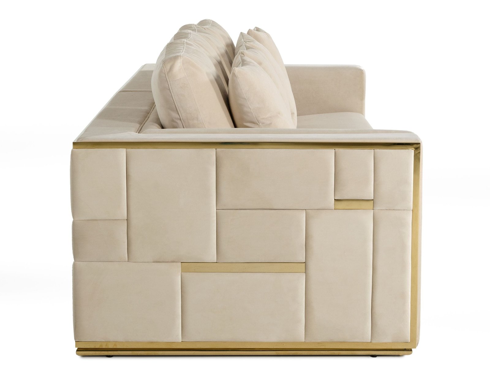 Divani Casa Mobray - Glam Beige and Gold Fabric Sofa - Image 2