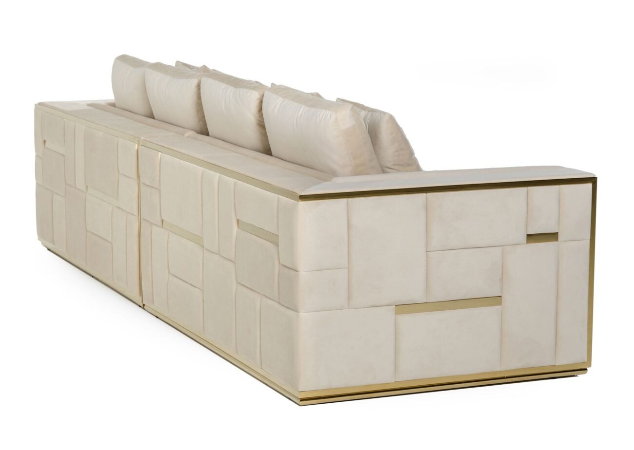 Divani Casa Mobray - Glam Beige and Gold Fabric Sofa - Image 3